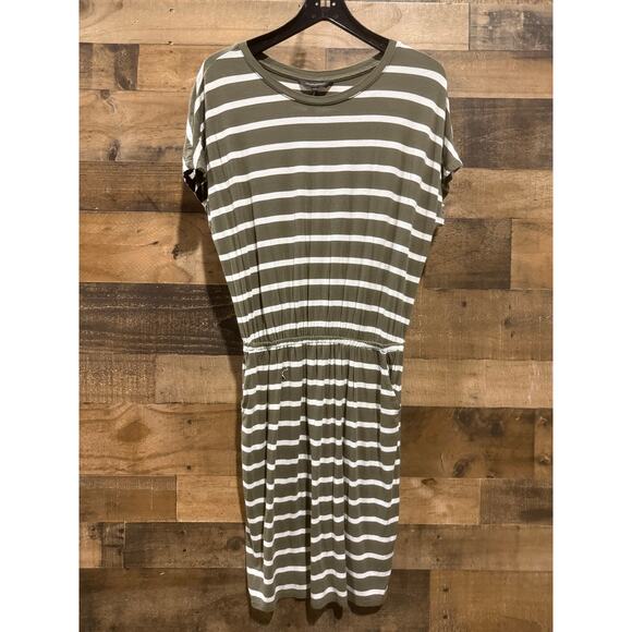 Banana Republic Women’s T-Shirt Dress –Green & White Stripe-Size Small - Picture 1 of 8